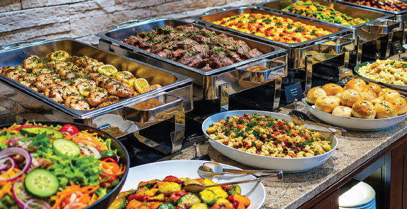 Dinner buffet spread